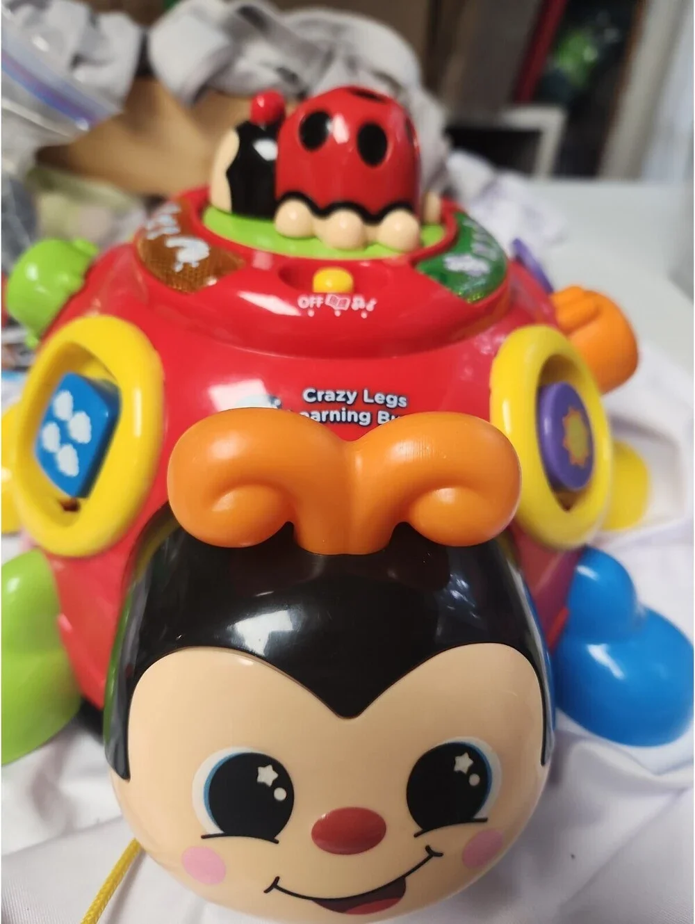 Vtech Crazy Legs Learning Bugs Ladybug Interactive Pull Toy Works Great!.